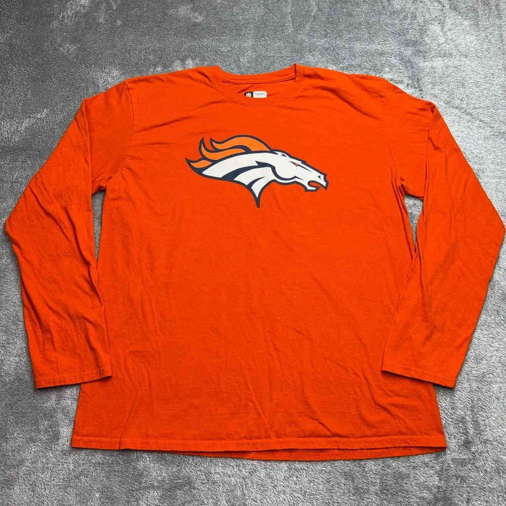 NFL Denver Broncos T-Shirt & Scarf Bundle‎ Mens XL Orange Good Long Sleeve Knit